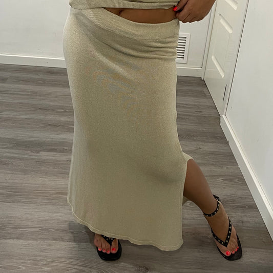 Falda Conjunto Brillo Beige