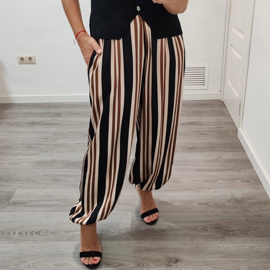 Pantalones Abullonados Beige