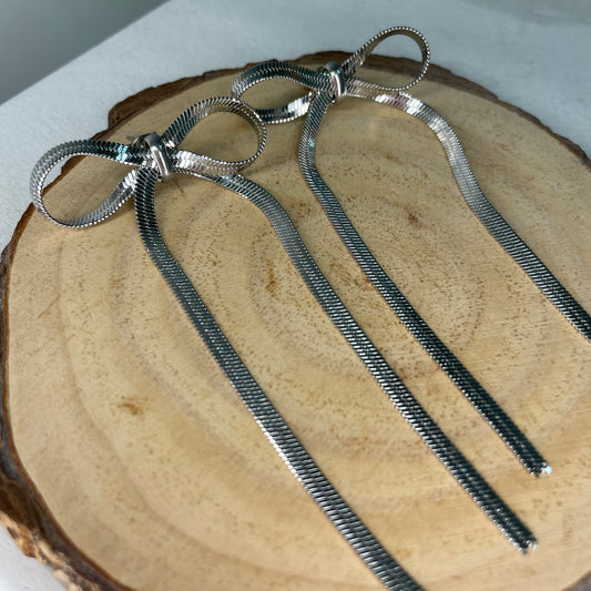 Pendientes Lazo Plateado