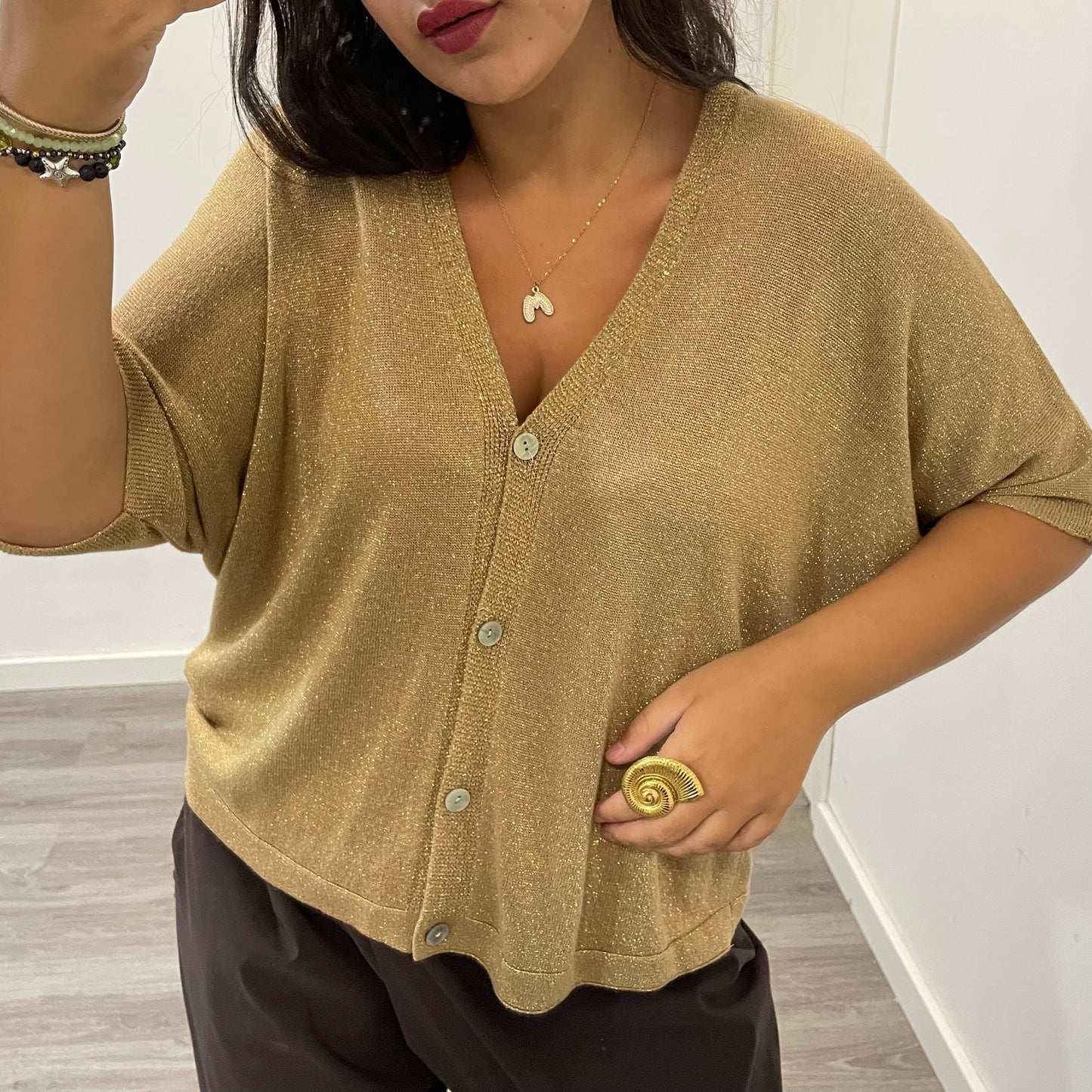 Chaqueta Hilo Dorado Tostado