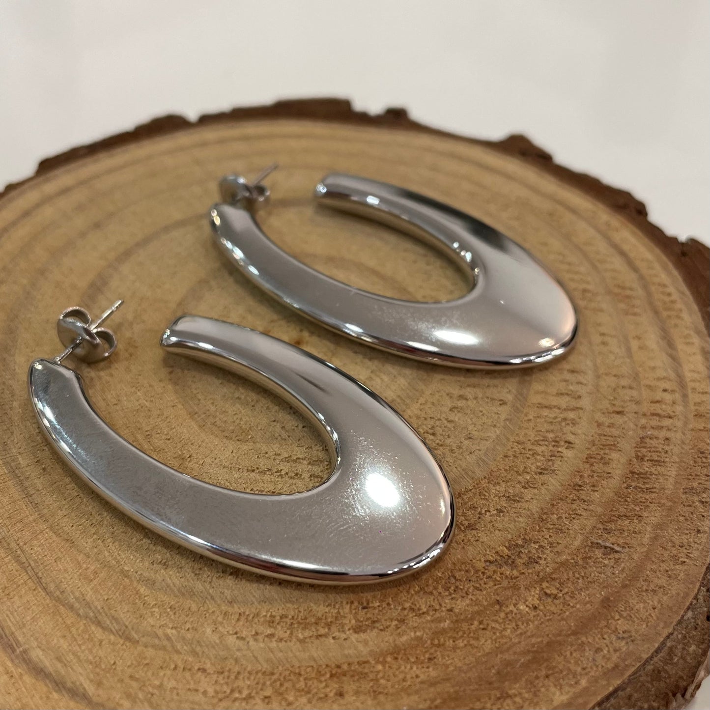 Pendientes Aro Largo Plateado