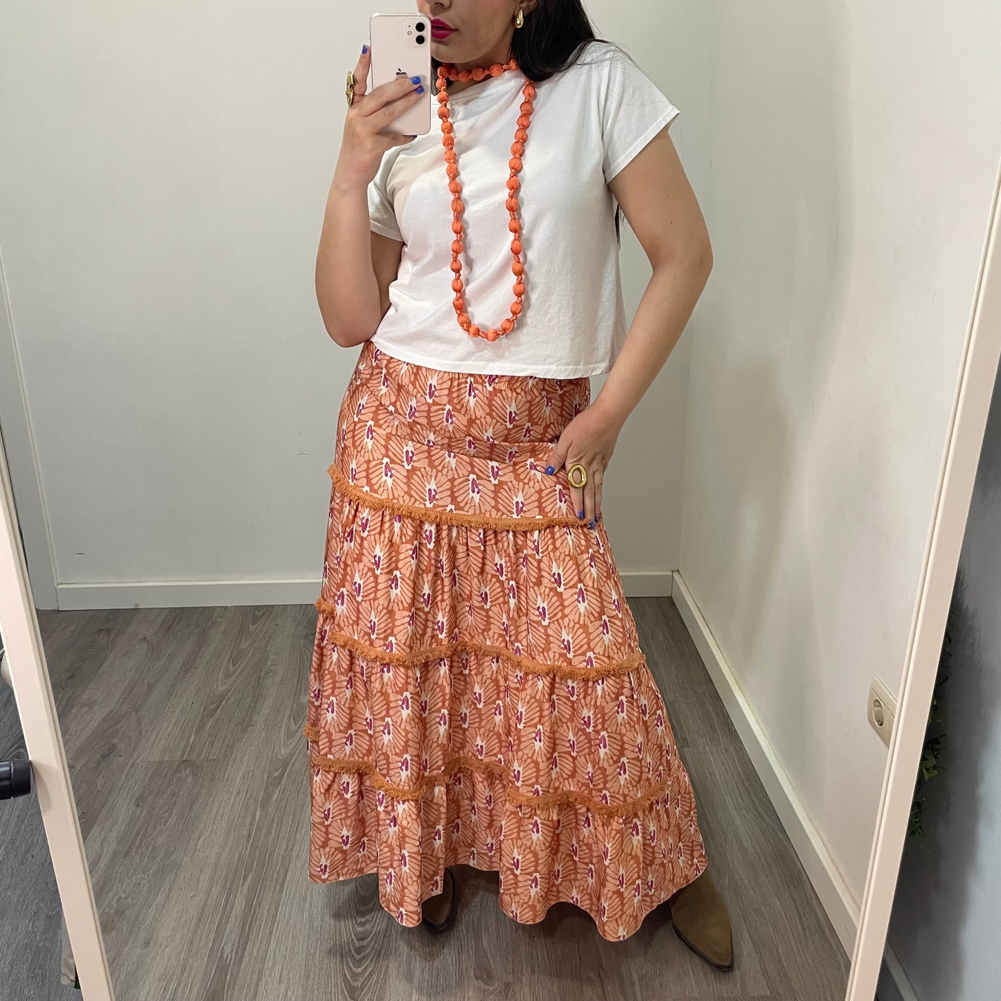 Falda Volantes Coral