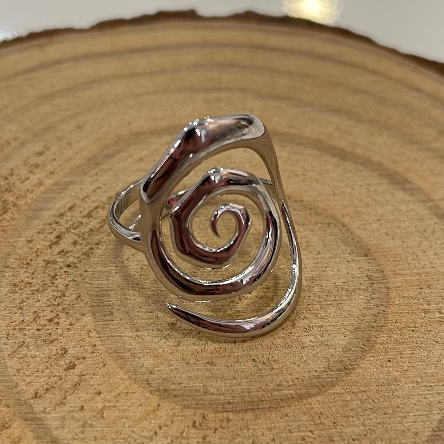 Anillo Espiral Plateado