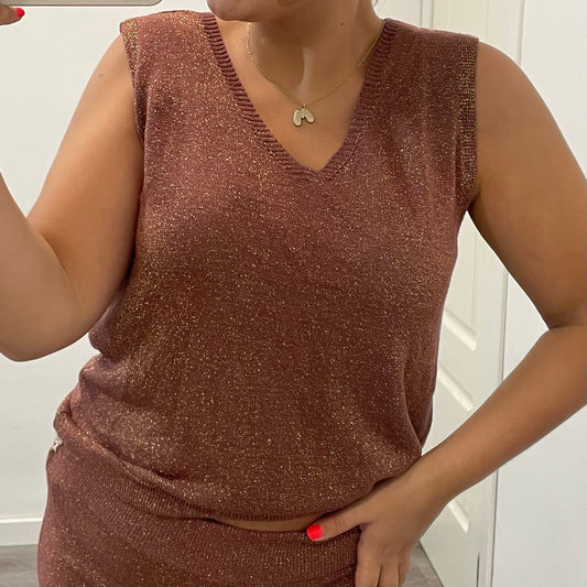 Camiseta Conjunto Brillo Teja