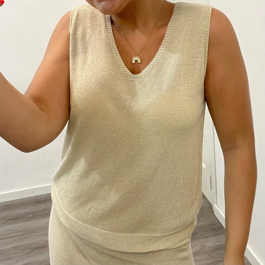 Camiseta Conjunto Brillo Beige