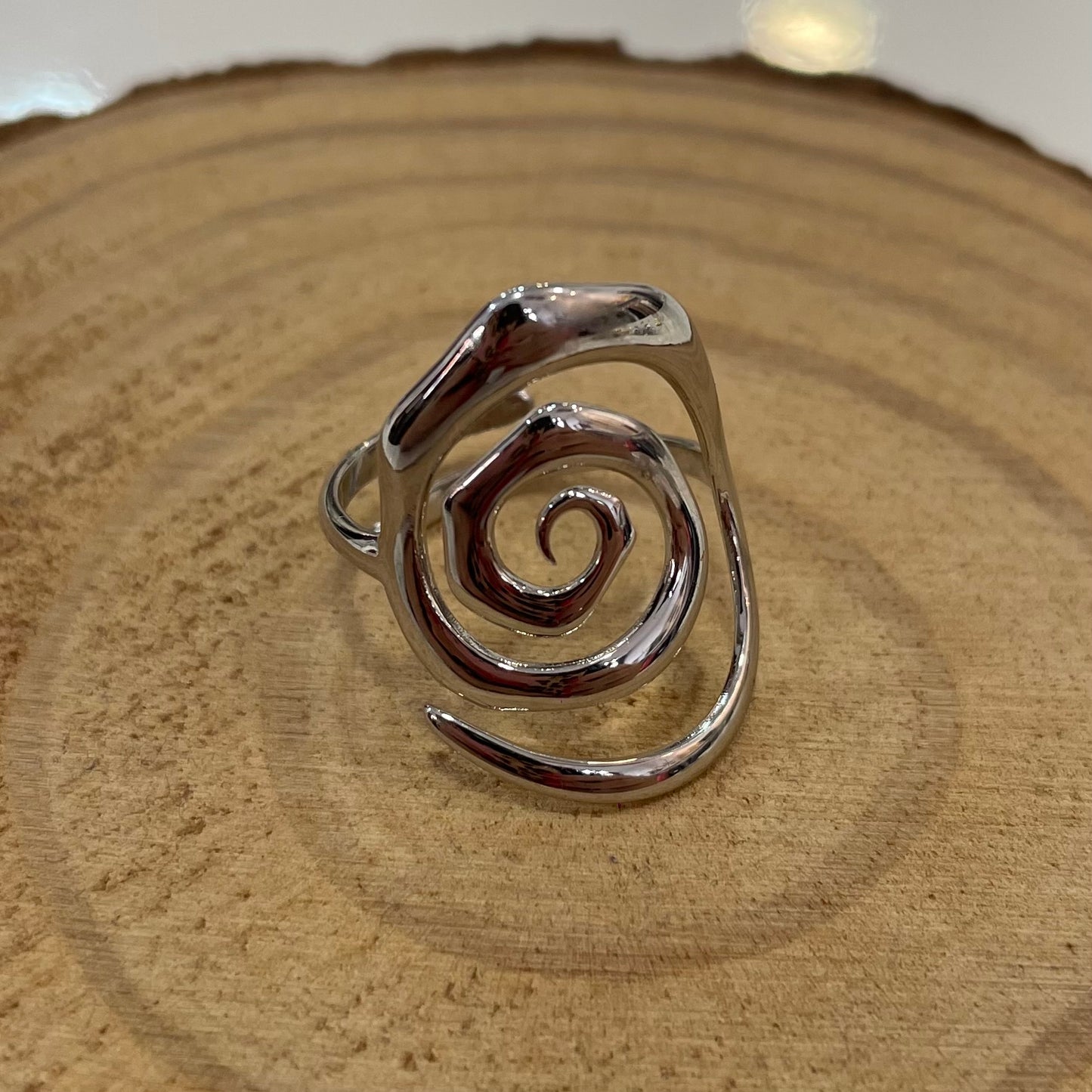 Anillo Espiral Plateado