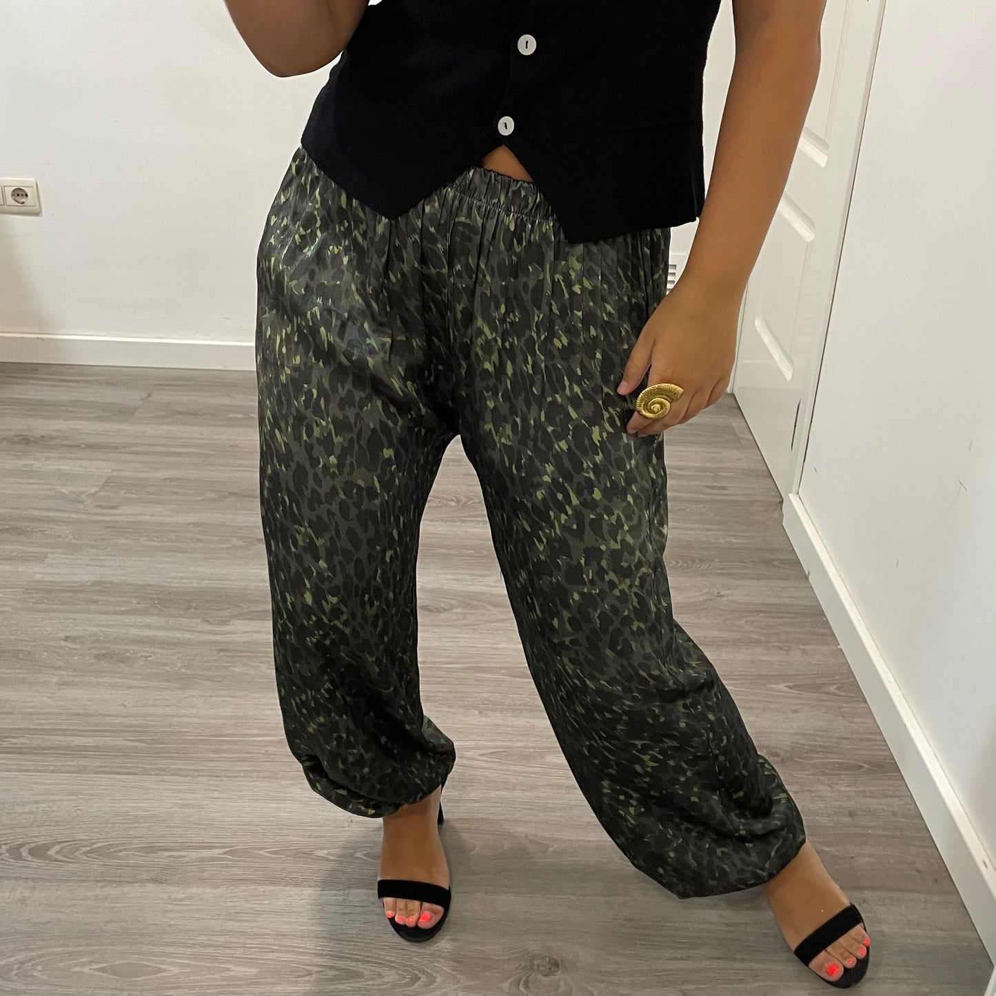 Pantalones Leopardo Gris y Verde