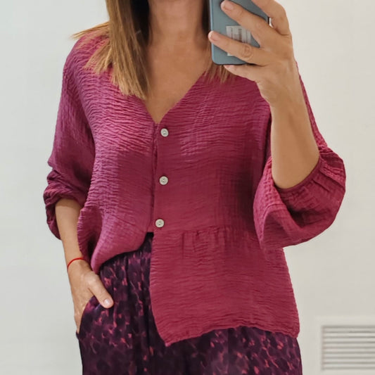 Blusa Teri Rosa
