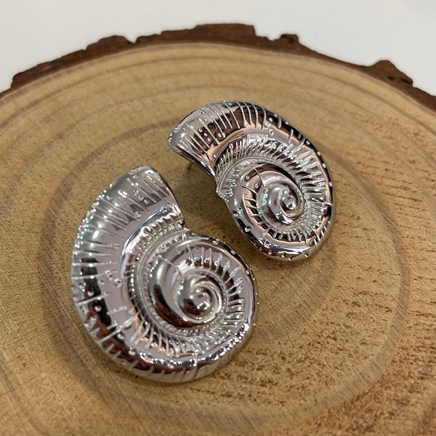 Pendientes Caracola Plateado