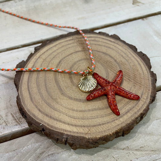Collar Estrella Cordón Naranja