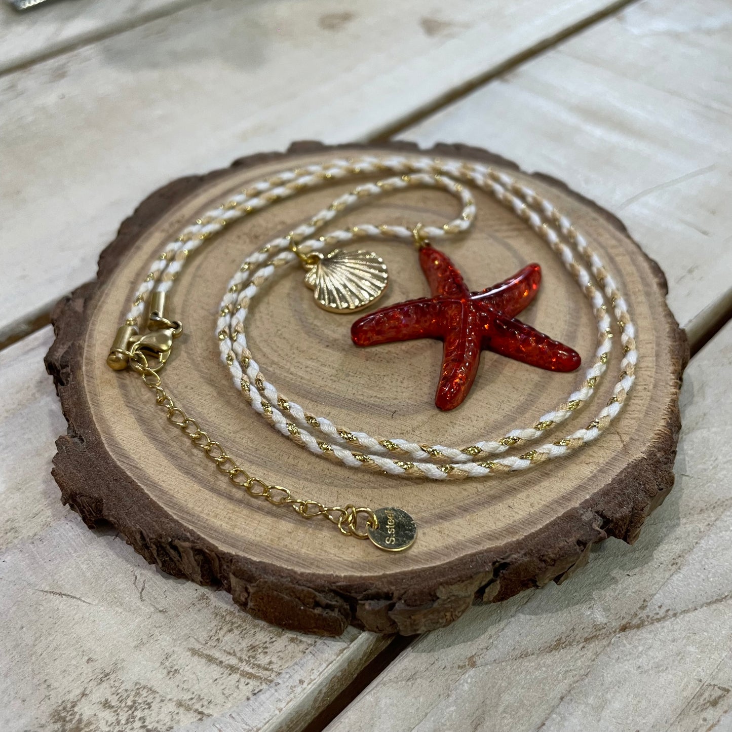 Collar Estrella Cordón Beige
