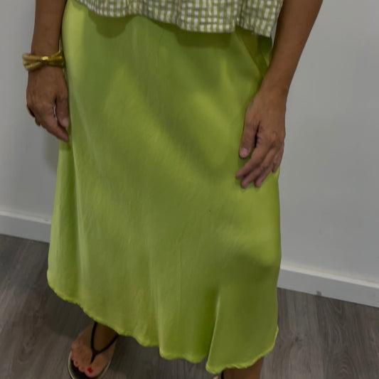Falda Raso Pistacho