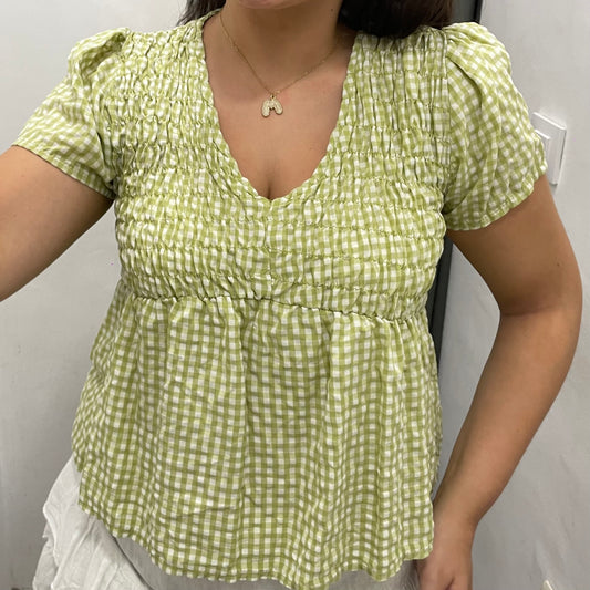 Blusa Vichy Pistacho